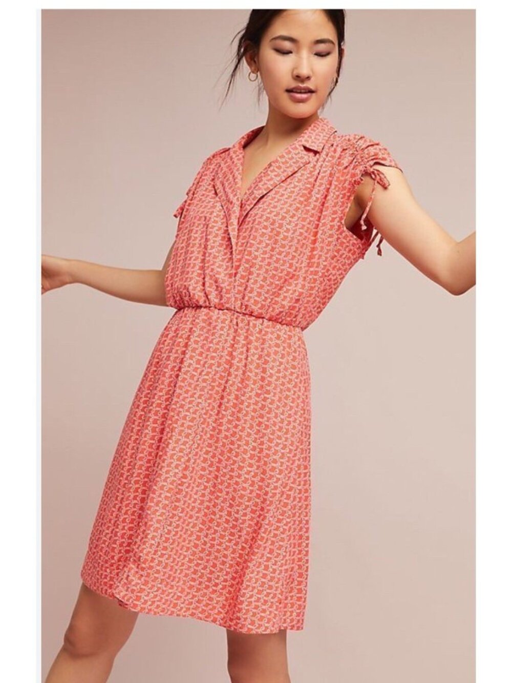 Anthropologie Maeve Carlotta Ruched Shirt Dress Size M